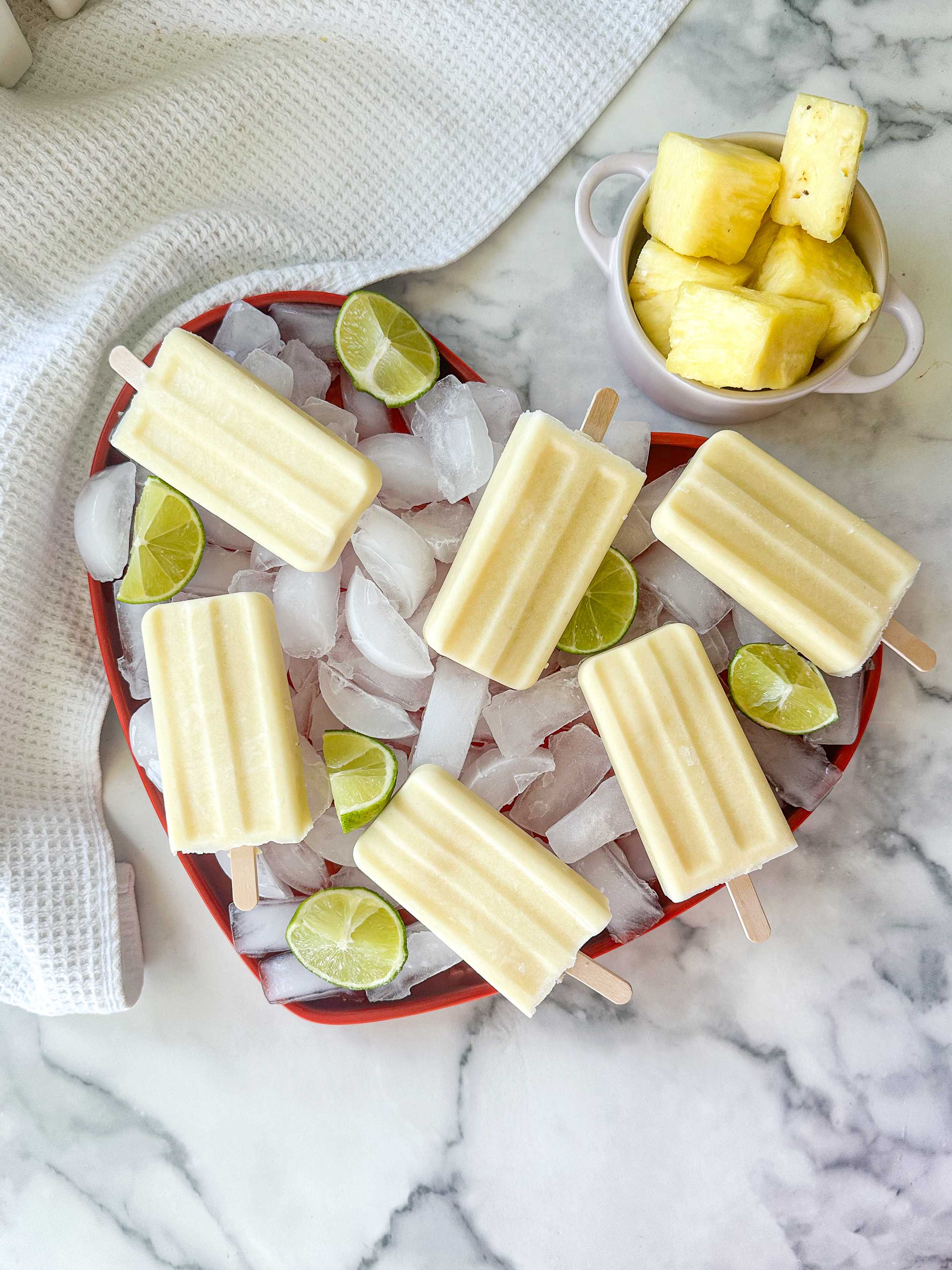 Homemade Pina Colada Popsicles