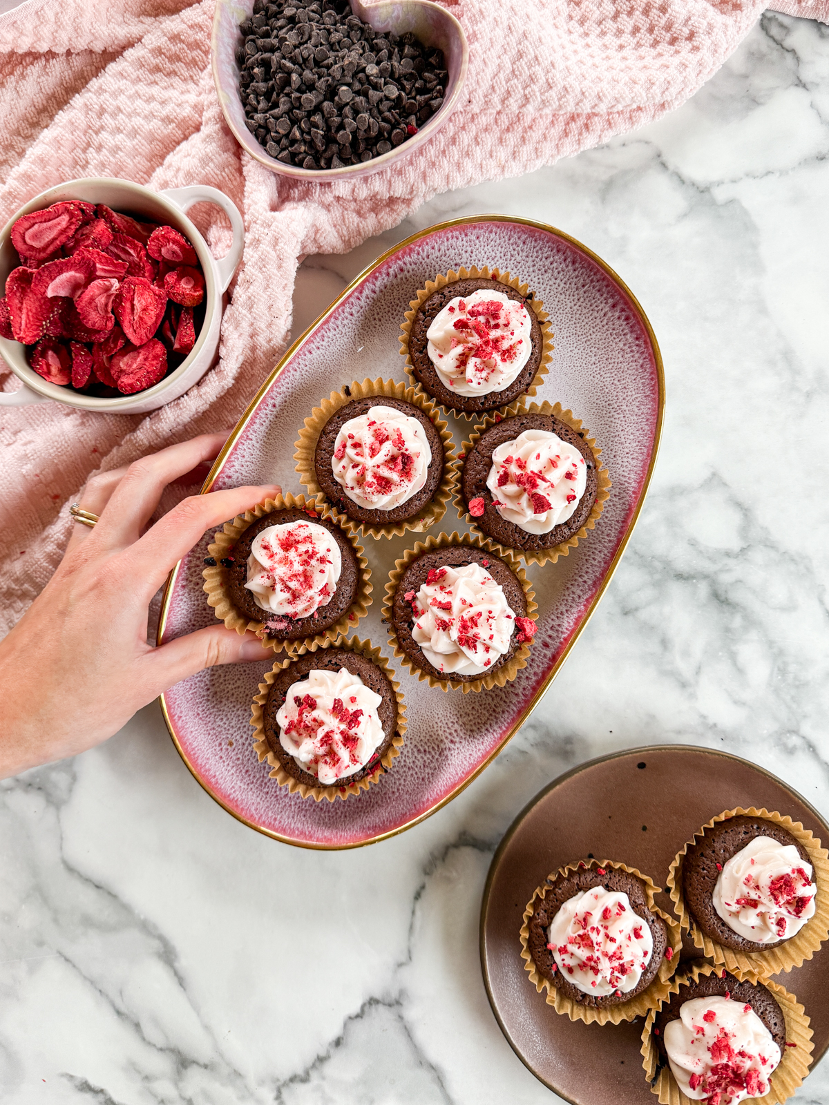 Strawberry Frosted Brownie Cups