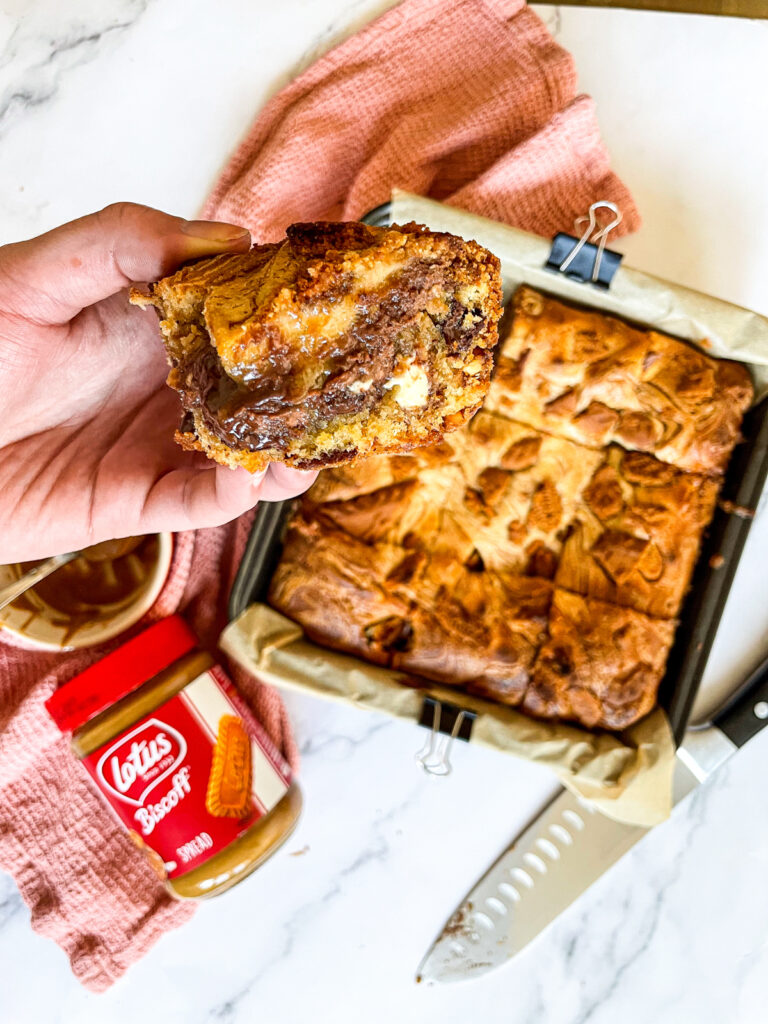 Biscoff and White Chocolate Cheesecake Blondies