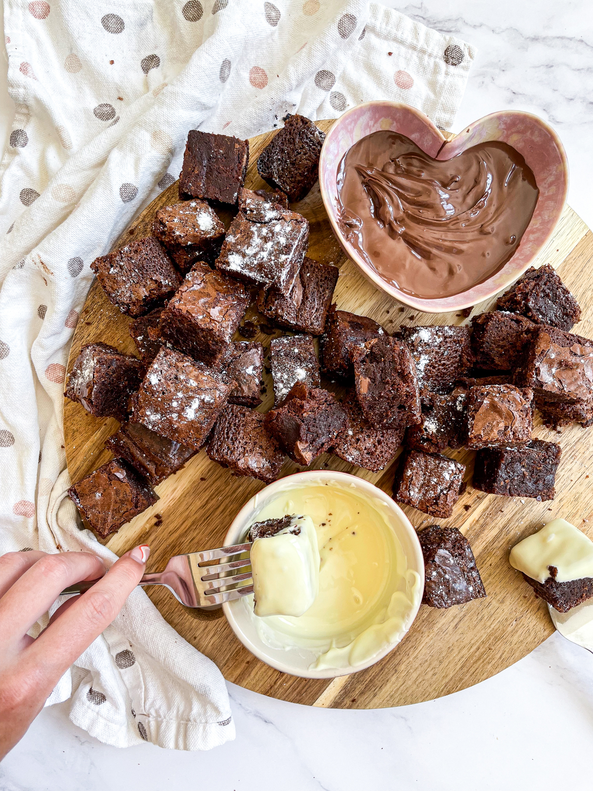Mini Brownie Bites with Melted Chocolate Dips