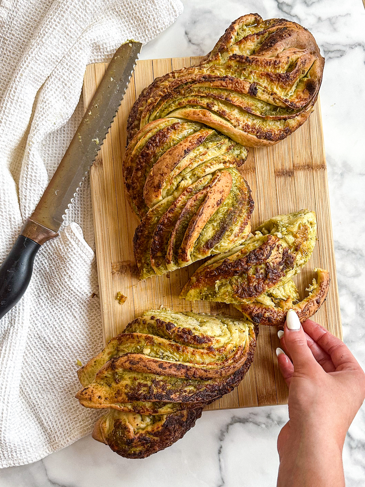 Pesto and Cheese Swirl Bread