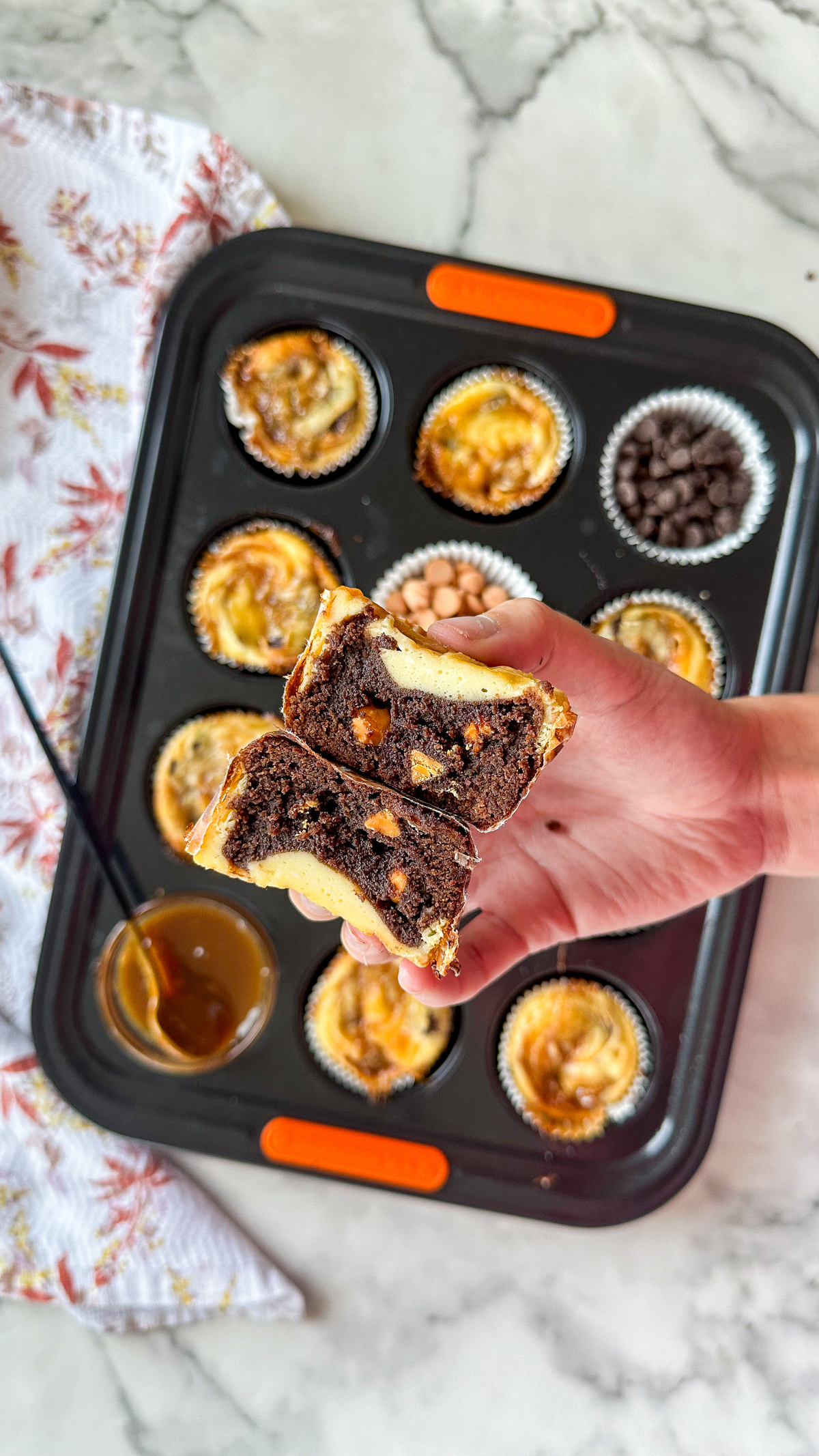 Caramel Cheesecake Brownie Cups