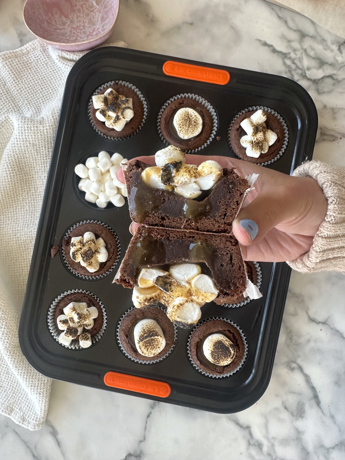 Caramel Marshmallow Brownie Cups