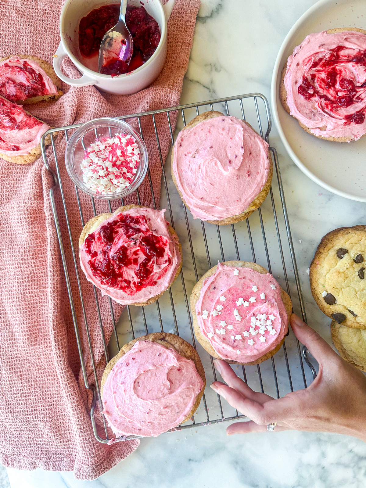 Raspberry Frosted Chocolate Cookies