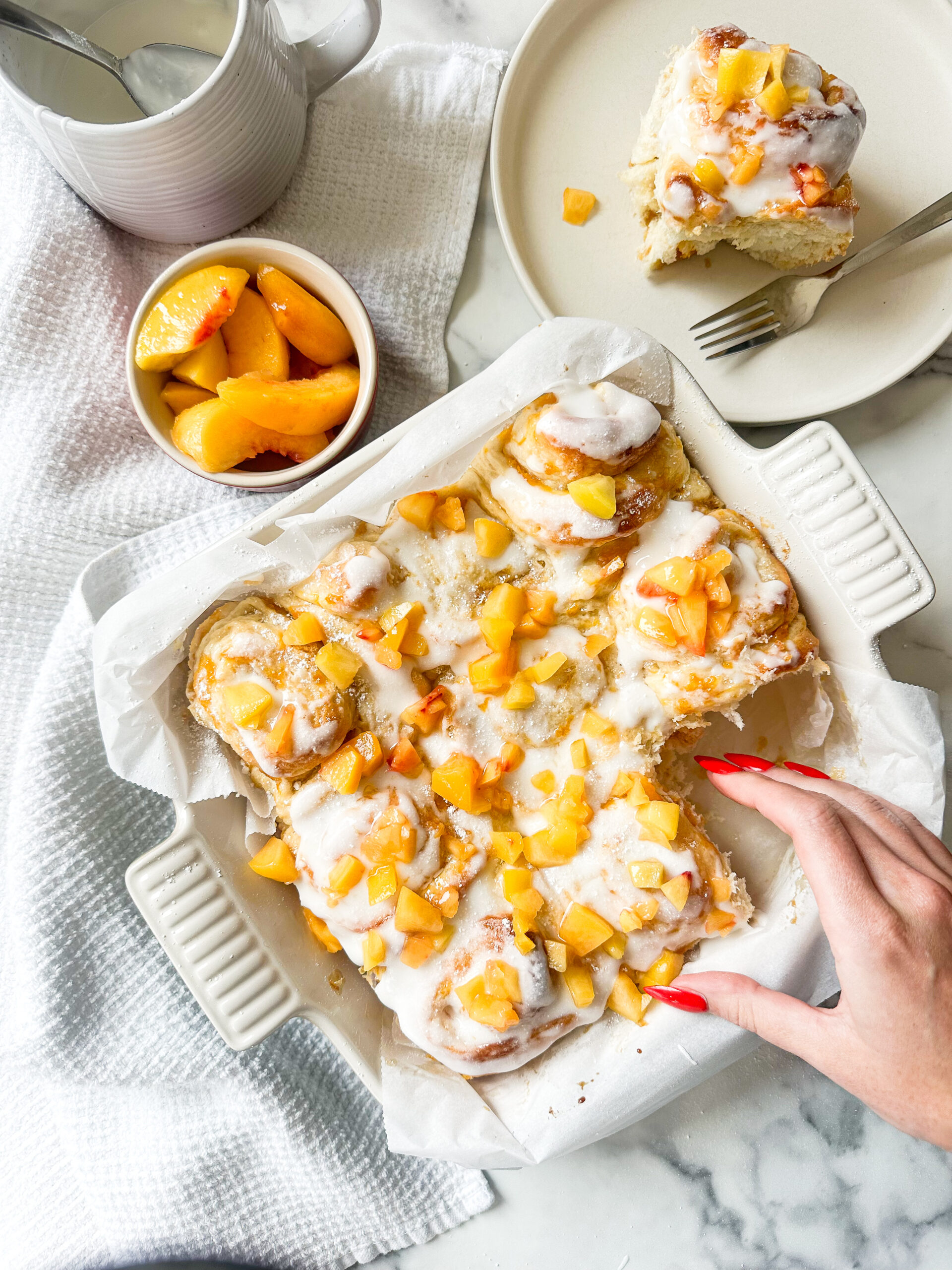 Peach & Brown Sugar Cinnamon Rolls