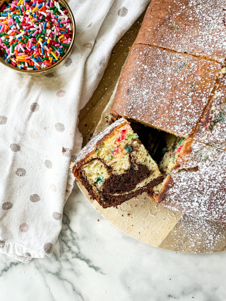 Brownie Marbled Funfetti Snack Cake
