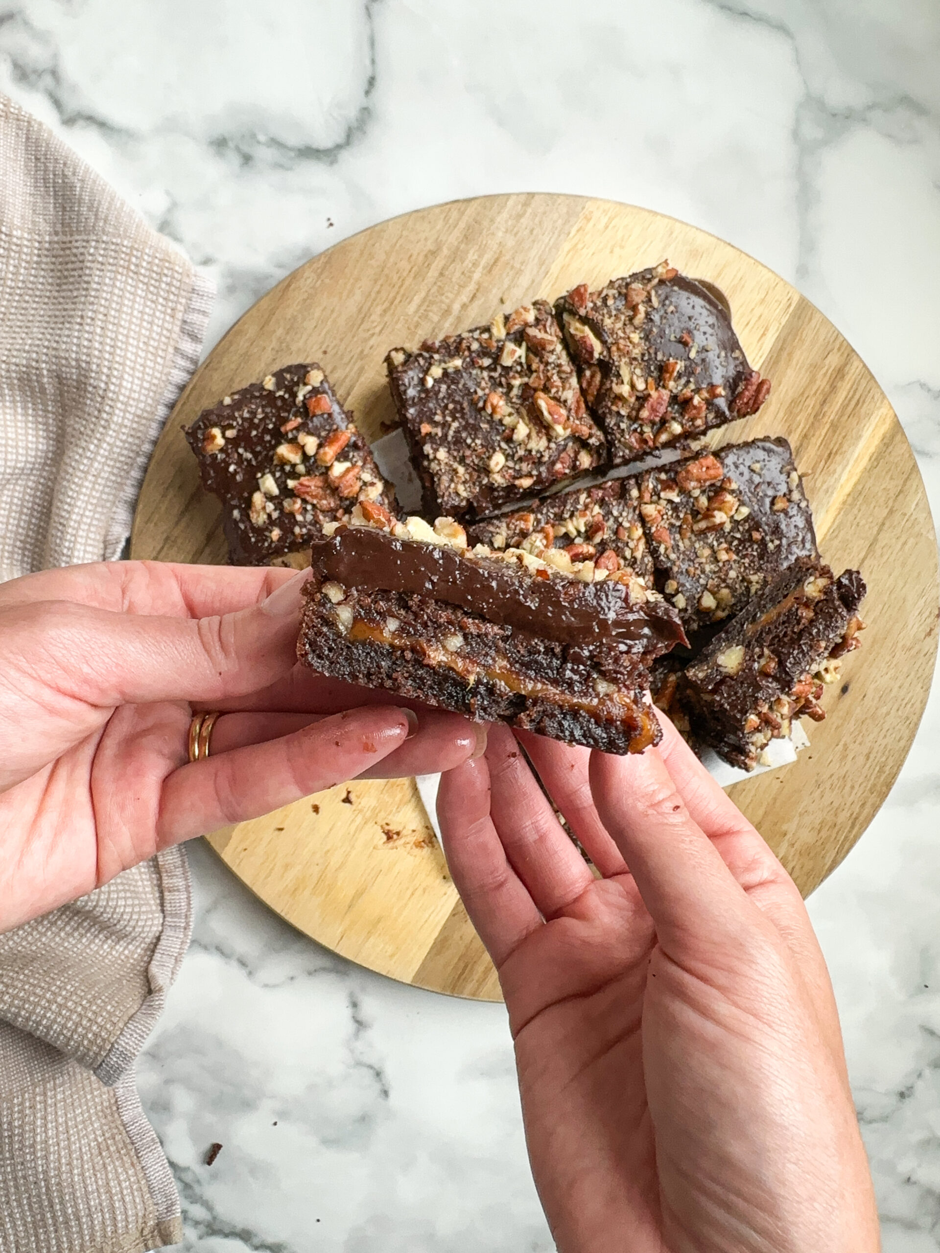 Turtle Brownies (Pecan, Caramel and Chocolate Ganache)