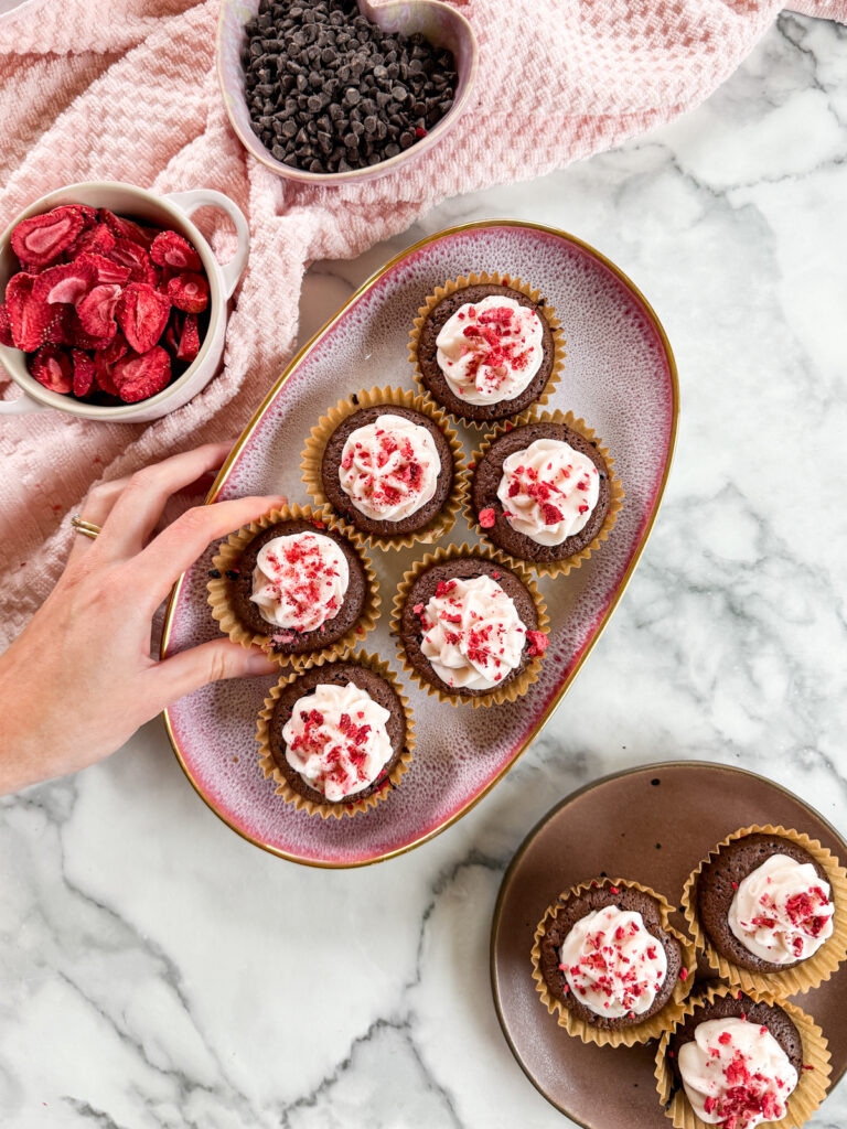 Strawberry Frosted Brownie Cups