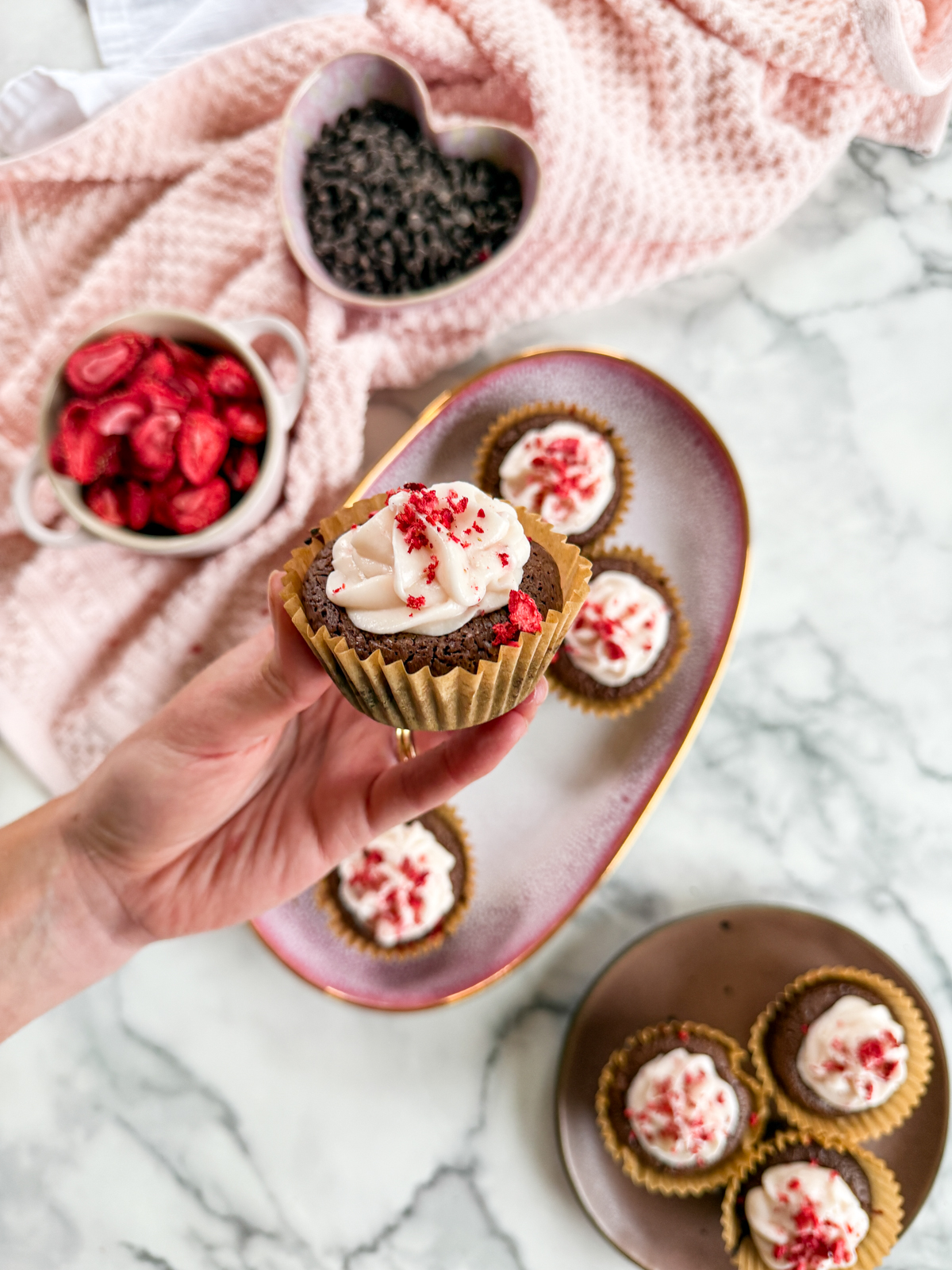 Strawberry Frosted Brownie Cups