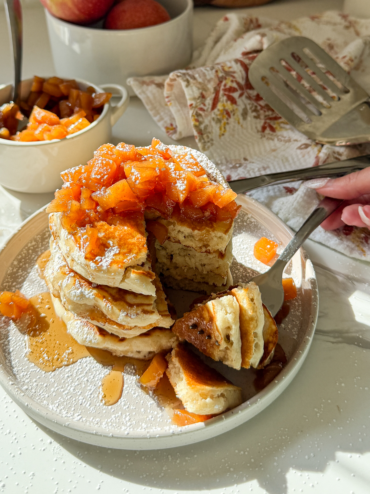 Pancakes with Homemade Apple Compote