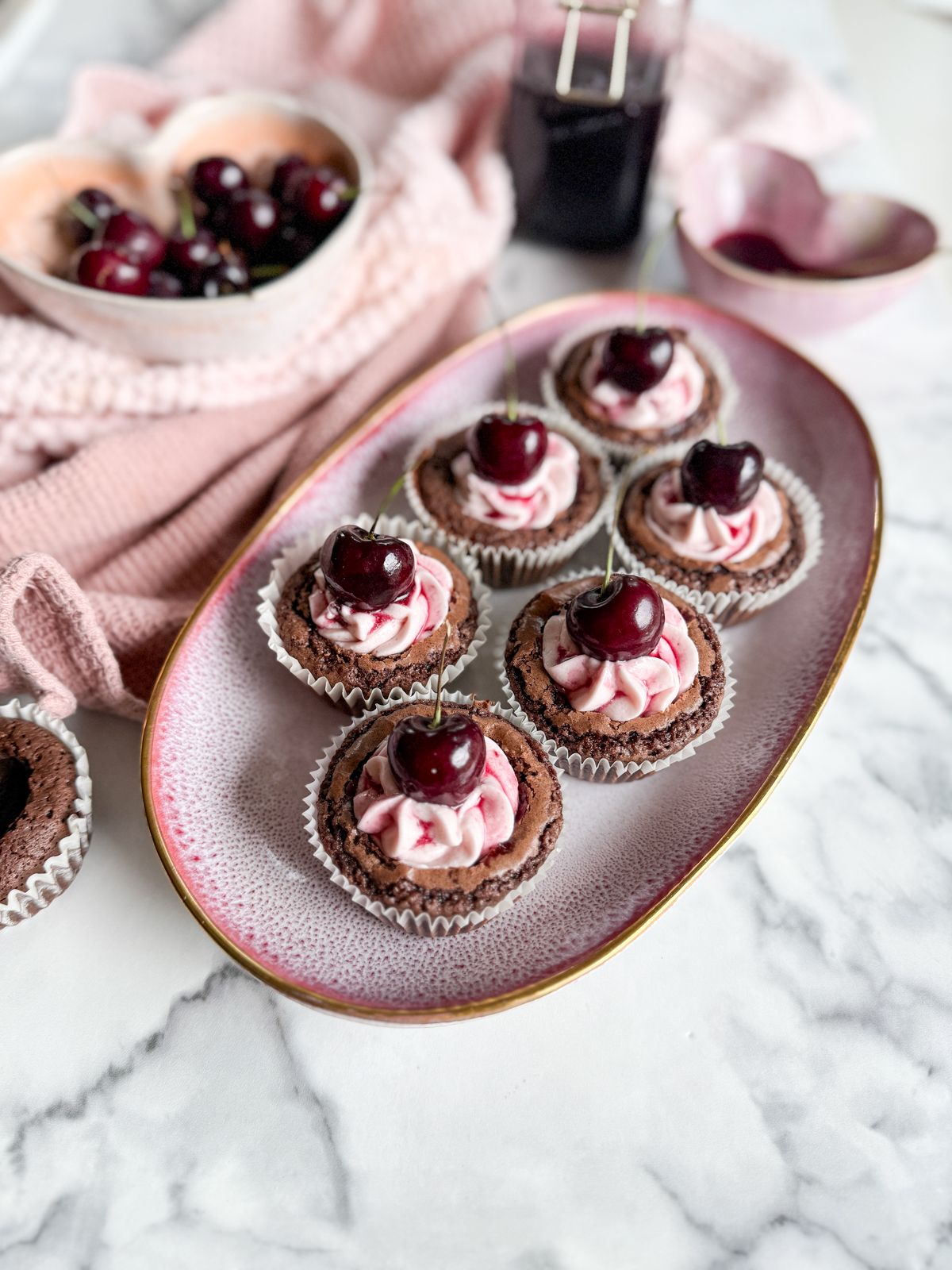 Cherry Frosted Brownie Cups