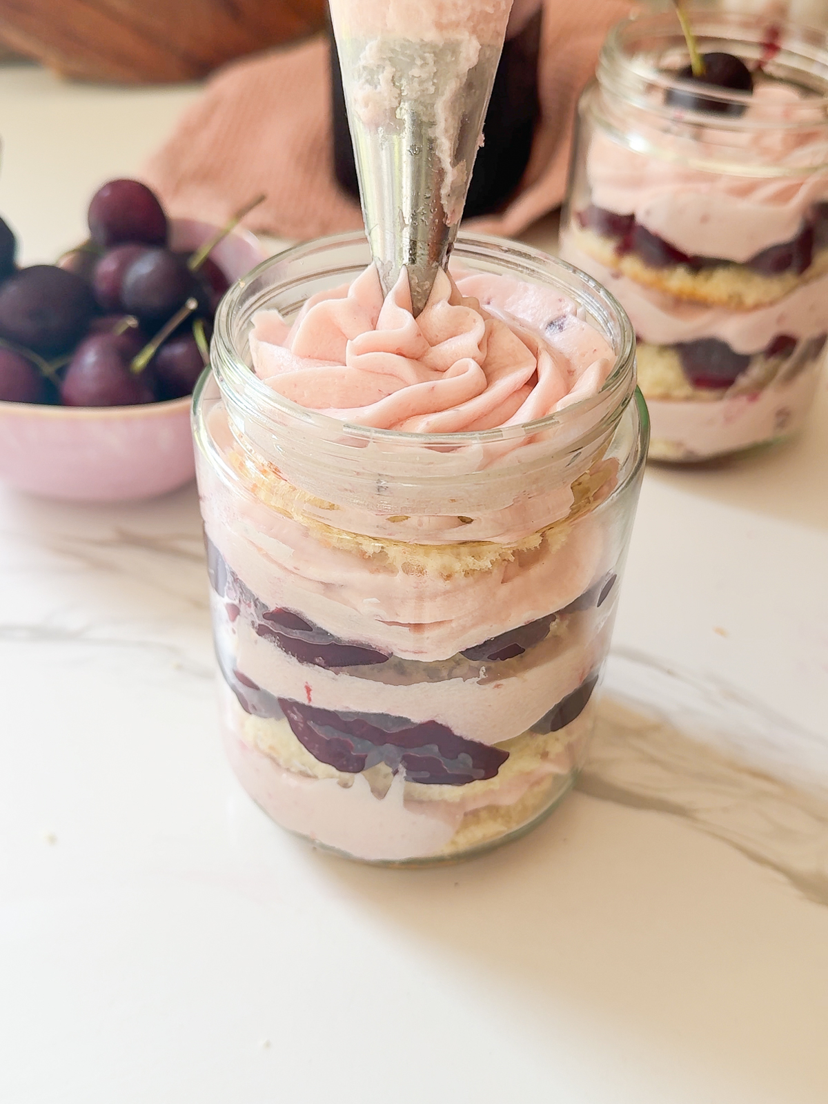 Cherry Frosting Cake Jars
