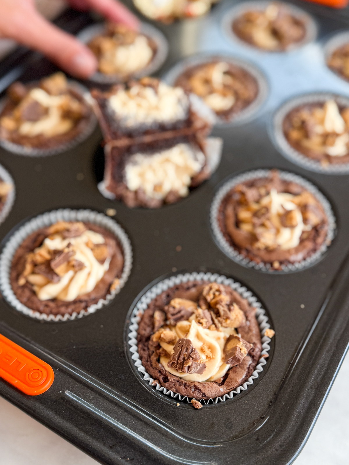 Peanut Butter Frosted Brownie Cups