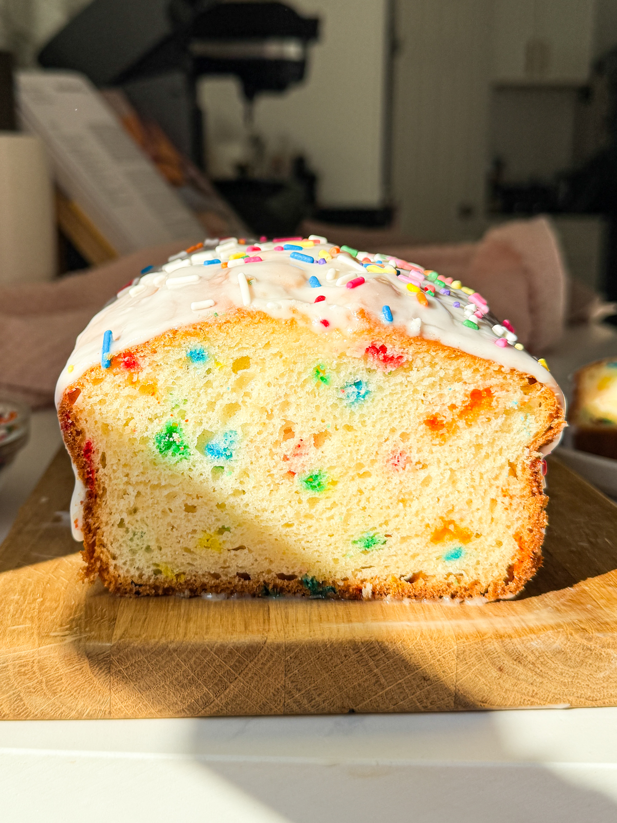 Glazed Funfetti Loaf Cake