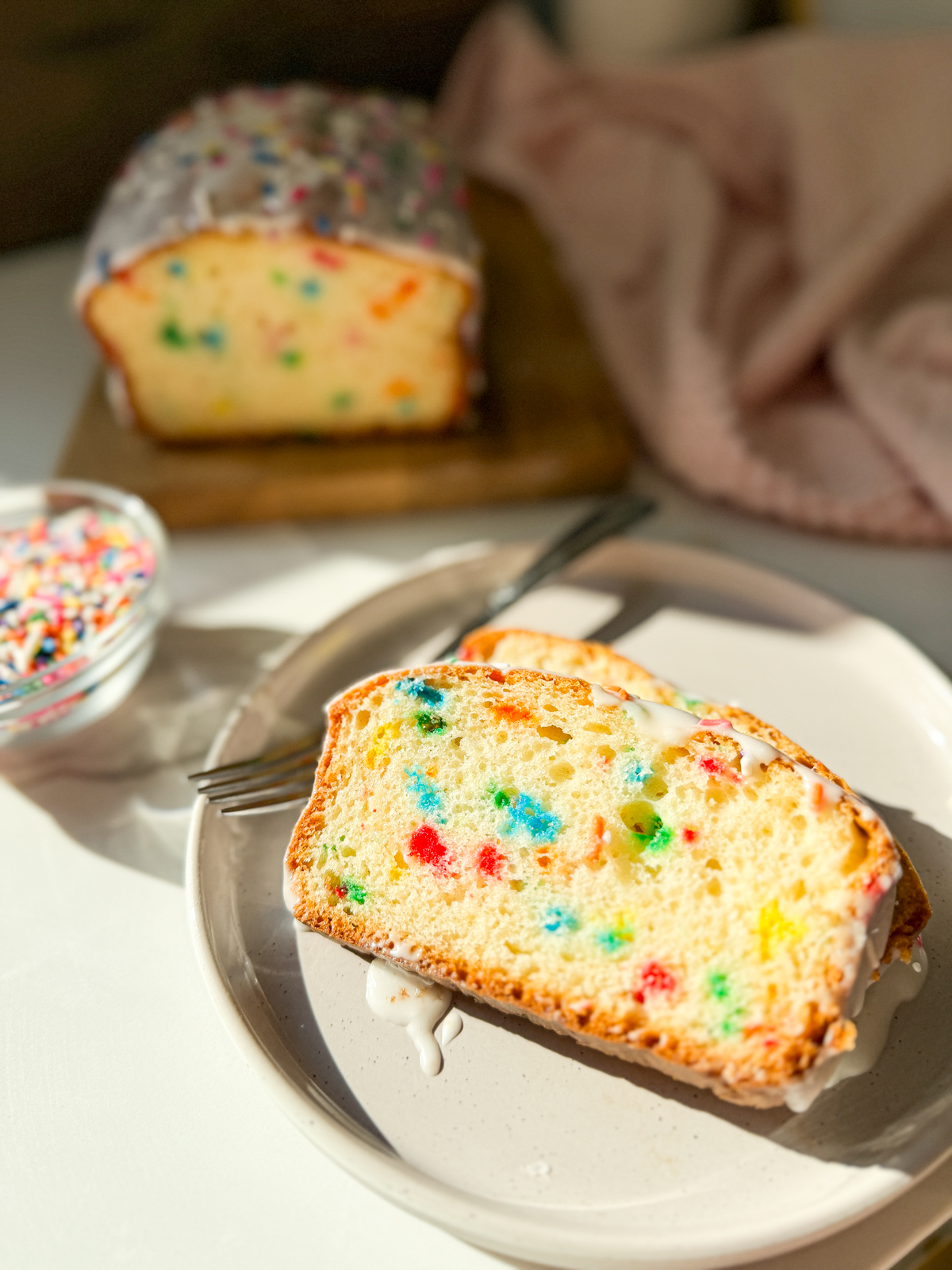 Glazed Funfetti Loaf Cake