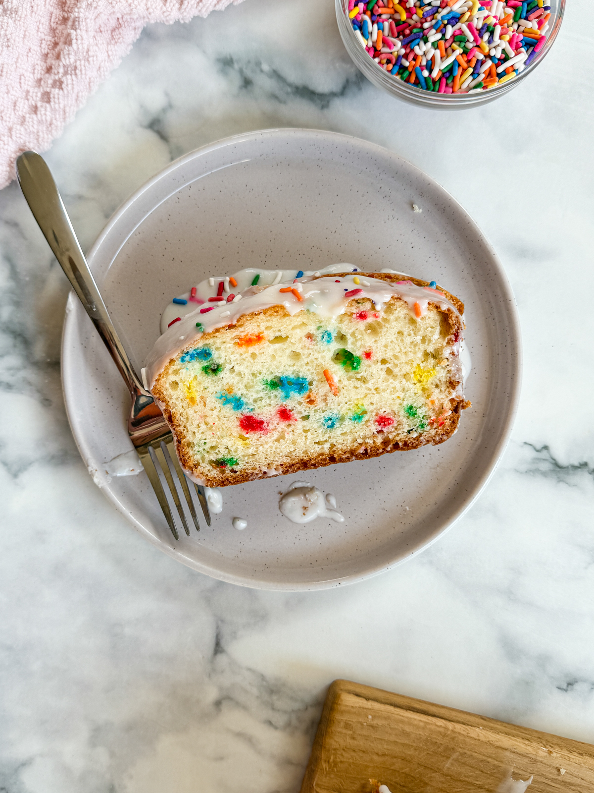 Glazed Funfetti Loaf Cake
