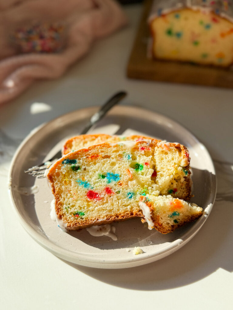 Glazed Funfetti Loaf Cake