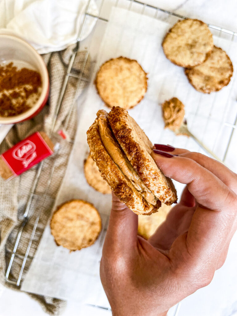 Crispy and Creamy Biscoff Shortbread Sandwich Cookies