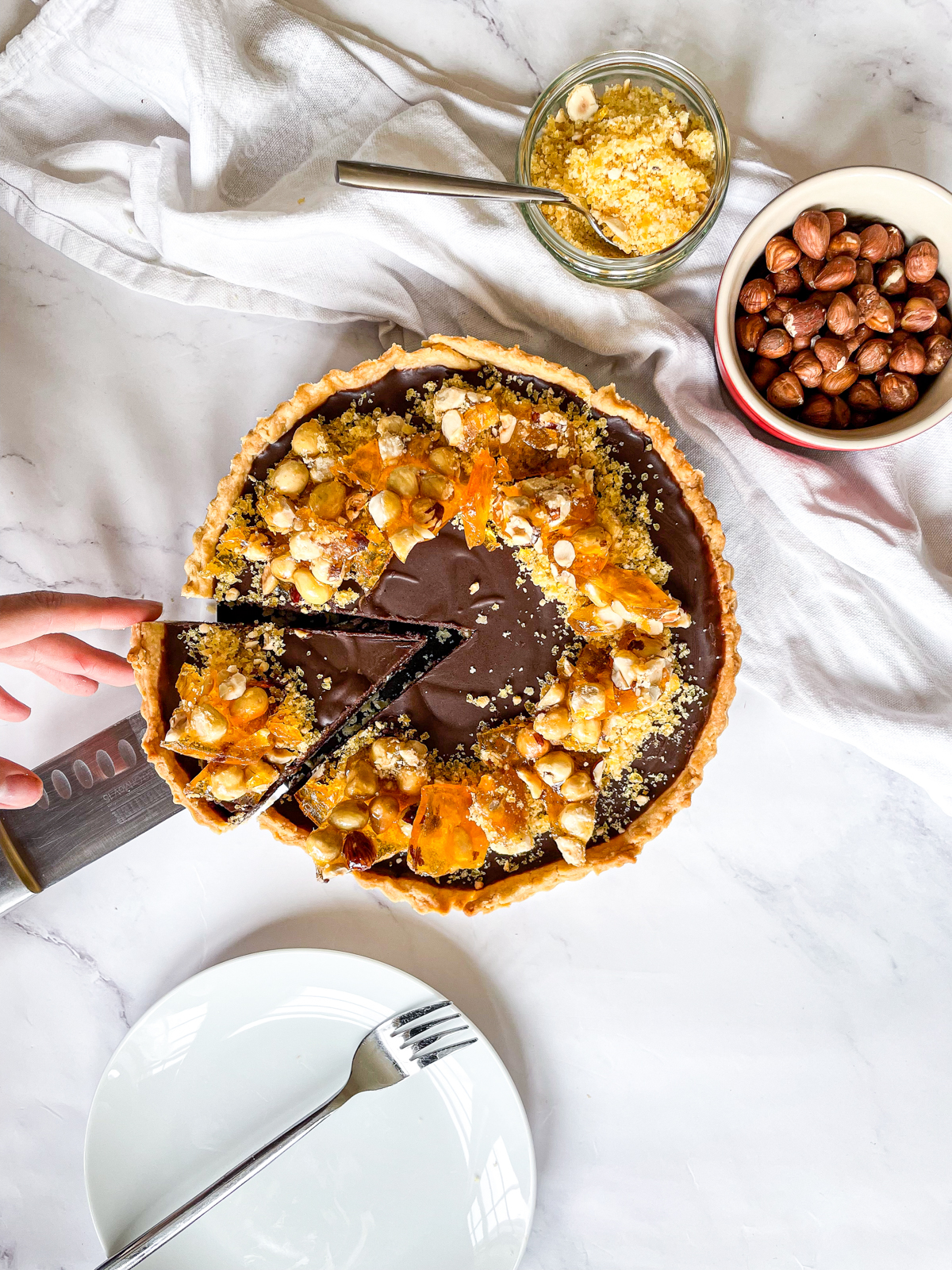 Ferrero Rocher Inspired Chocolate and Hazelnut Tart
