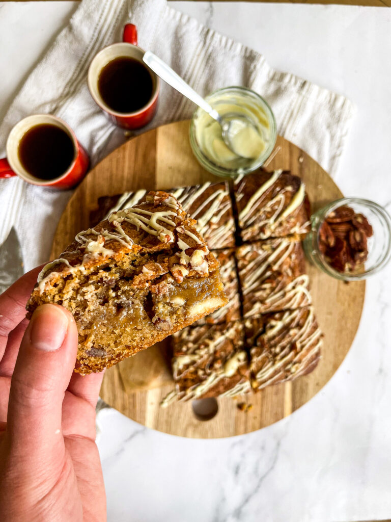 Mocha Blondies with Pecans and White Chocolate