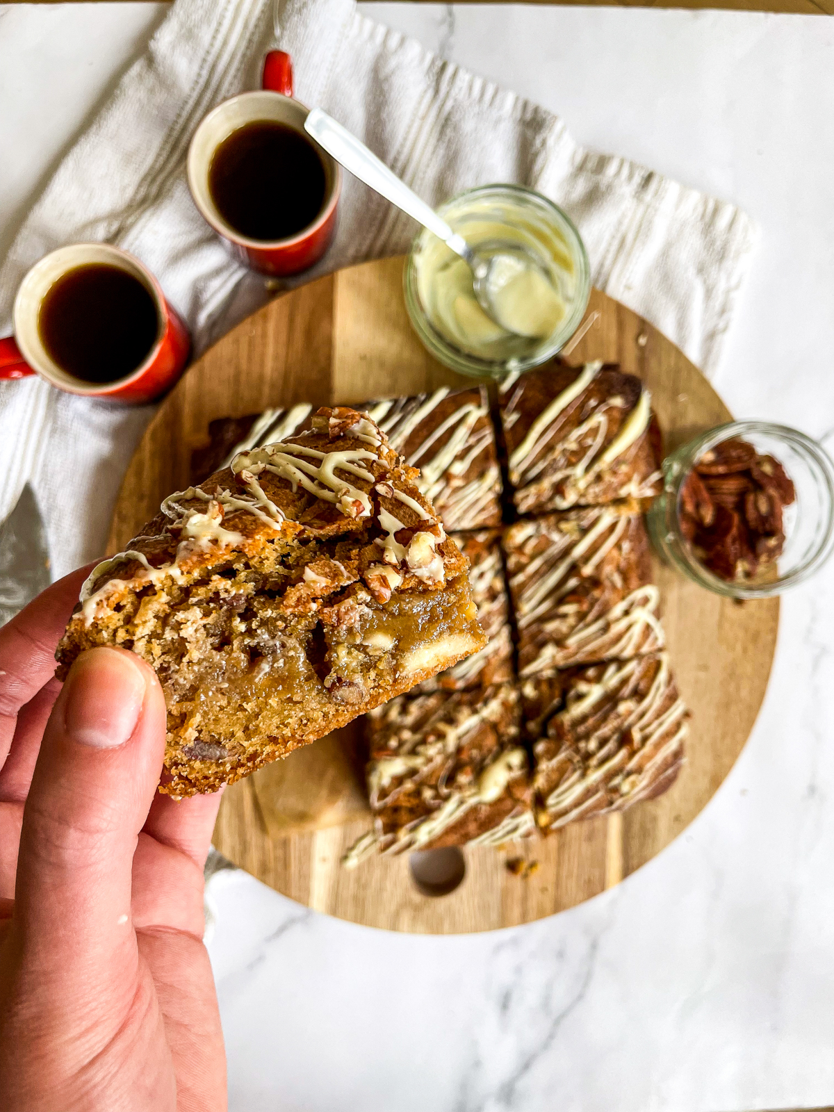 Mocha Blondies with Pecans and White Chocolate