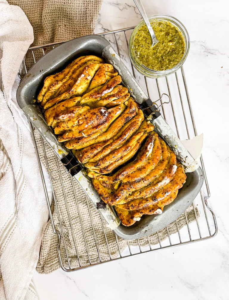 Fluffy Tear and Share Pesto Garlic Bread