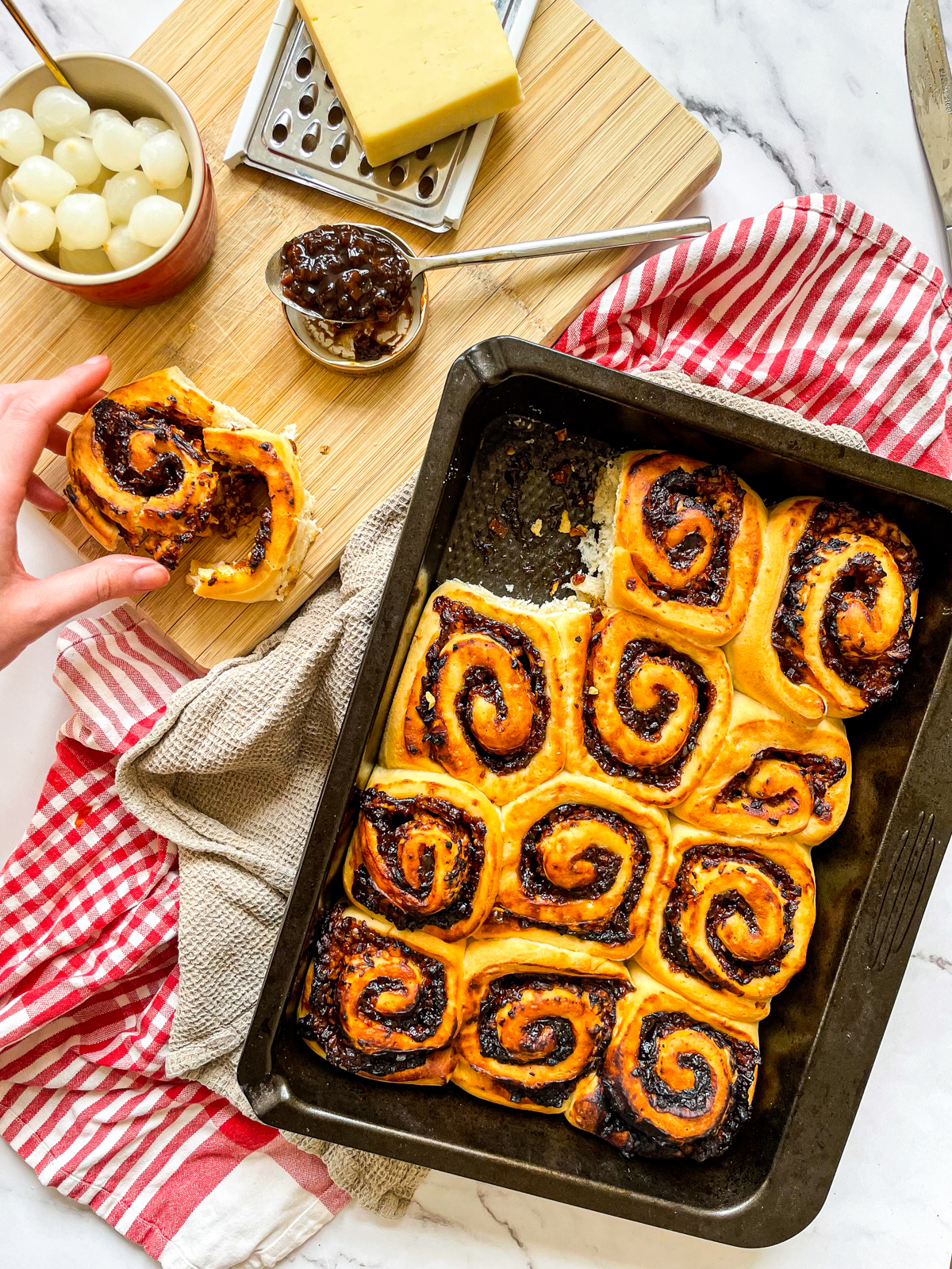 Ploughman's Pinwheels - Cheddar and Pickle Bread Scrolls