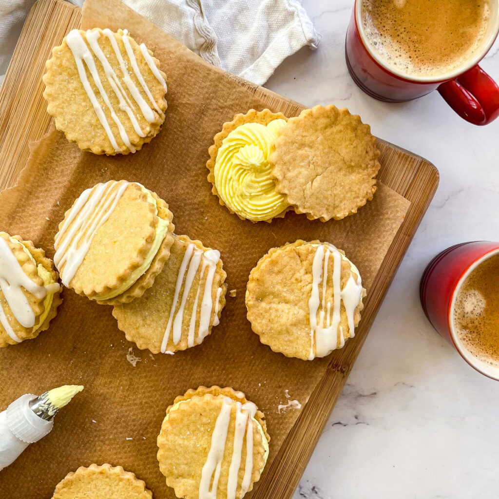 Lemon Shortbread Sandwich Cookies (Vegan)