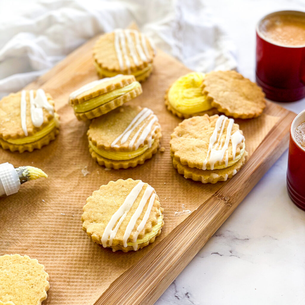 Lemon Shortbread Sandwich Cookies (Vegan)