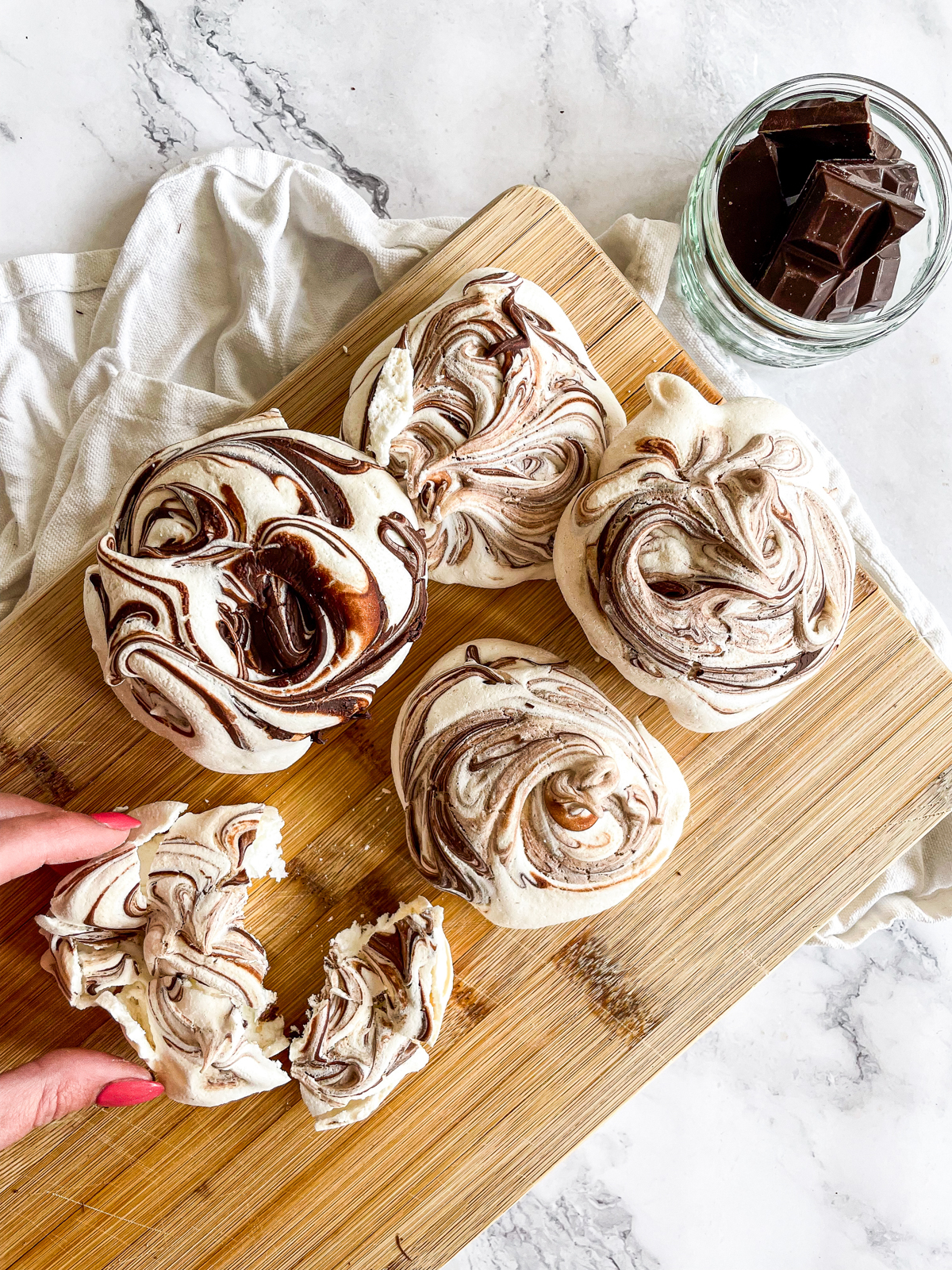 Easy Chocolate Swirled Meringue Nests