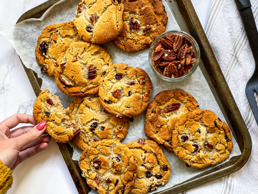 Chewy Pecan and Cranberry Cookies
