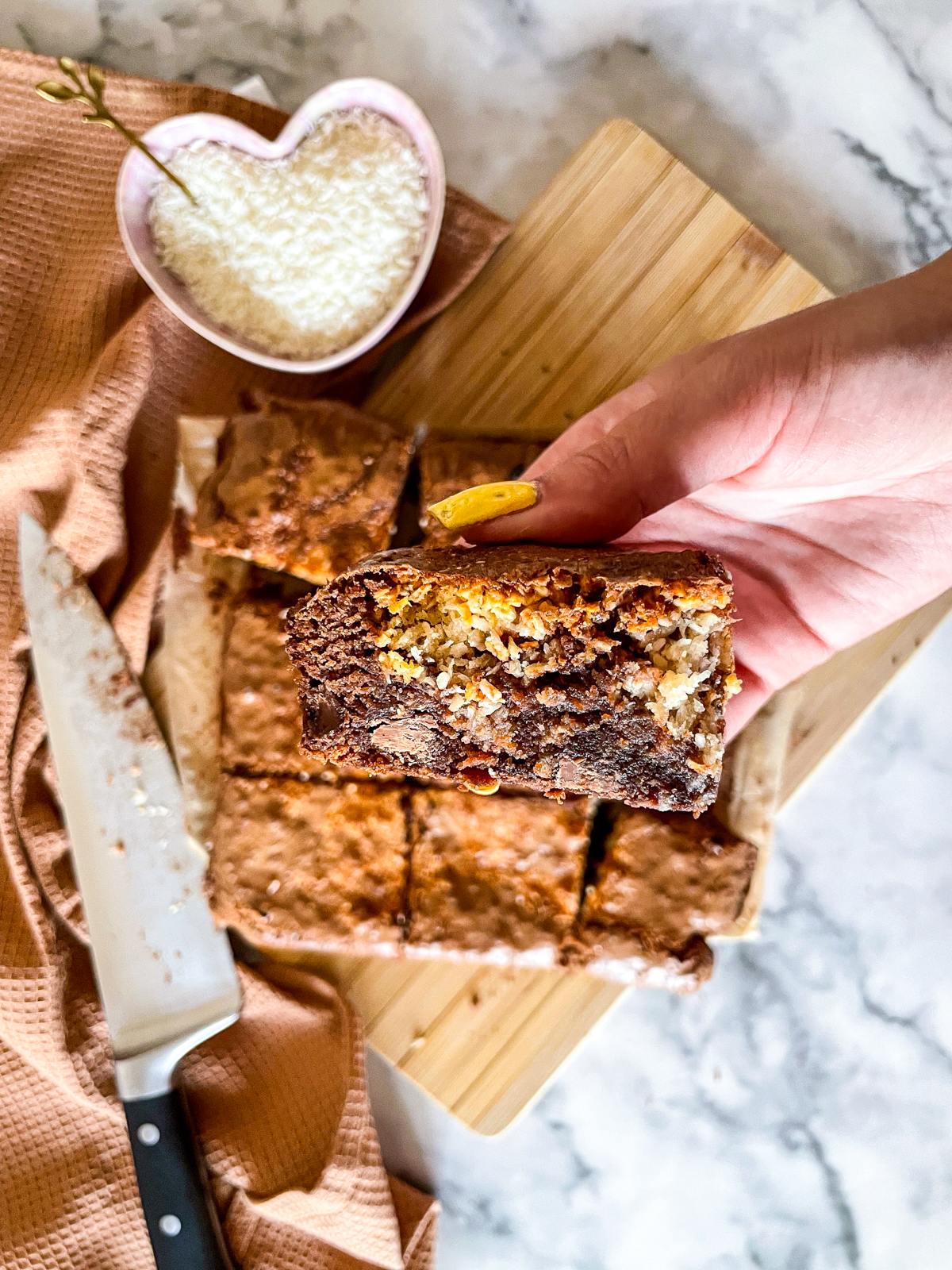 Coconut Bounty Swirled Brownies
