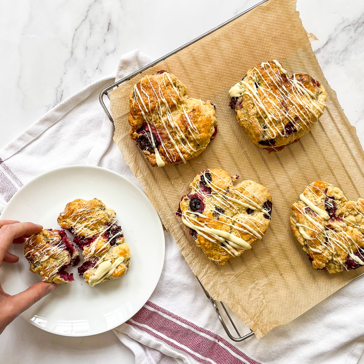 Berry Scones with White Chocolate Drizzle