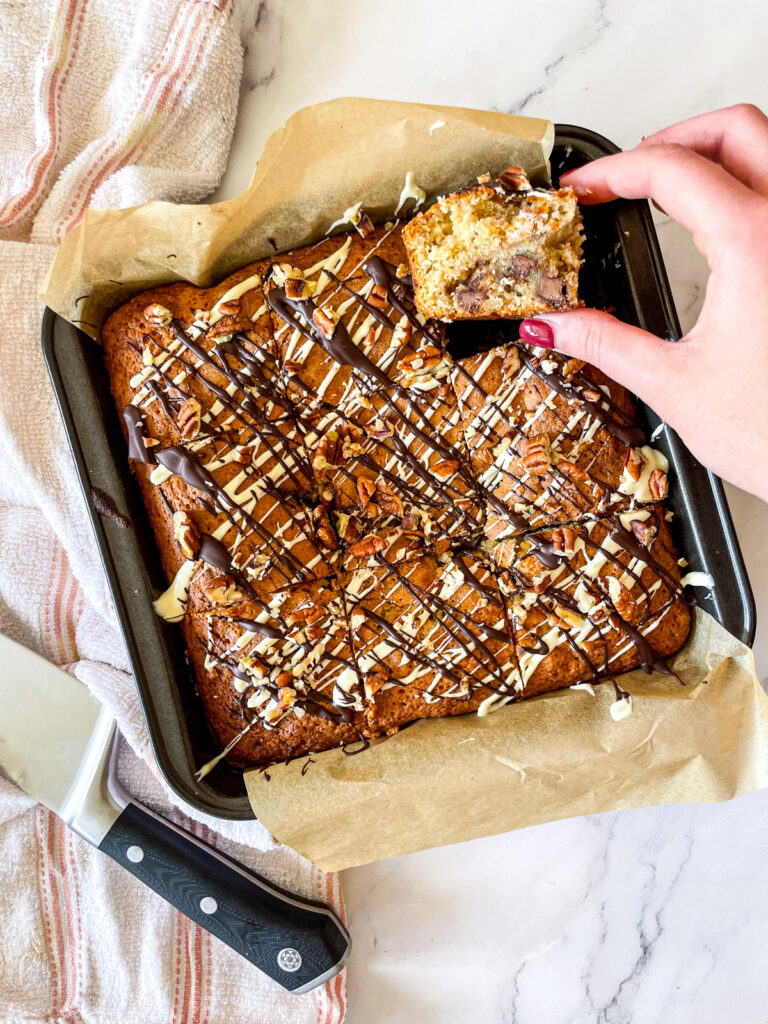 Banana Bread Blondies with Chocolate Chips