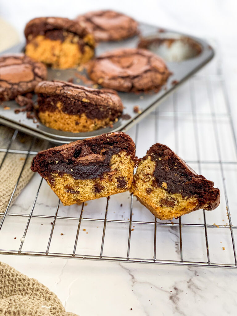 Cookie Dough & Brownie Layered Muffin Cups