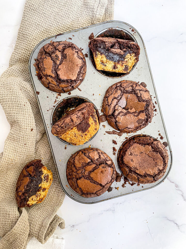 Cookie Dough & Brownie Layered Muffin Cups