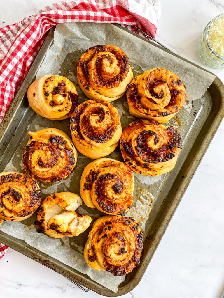 Spanish Style Cheese and Sun-dried Tomato Swirls