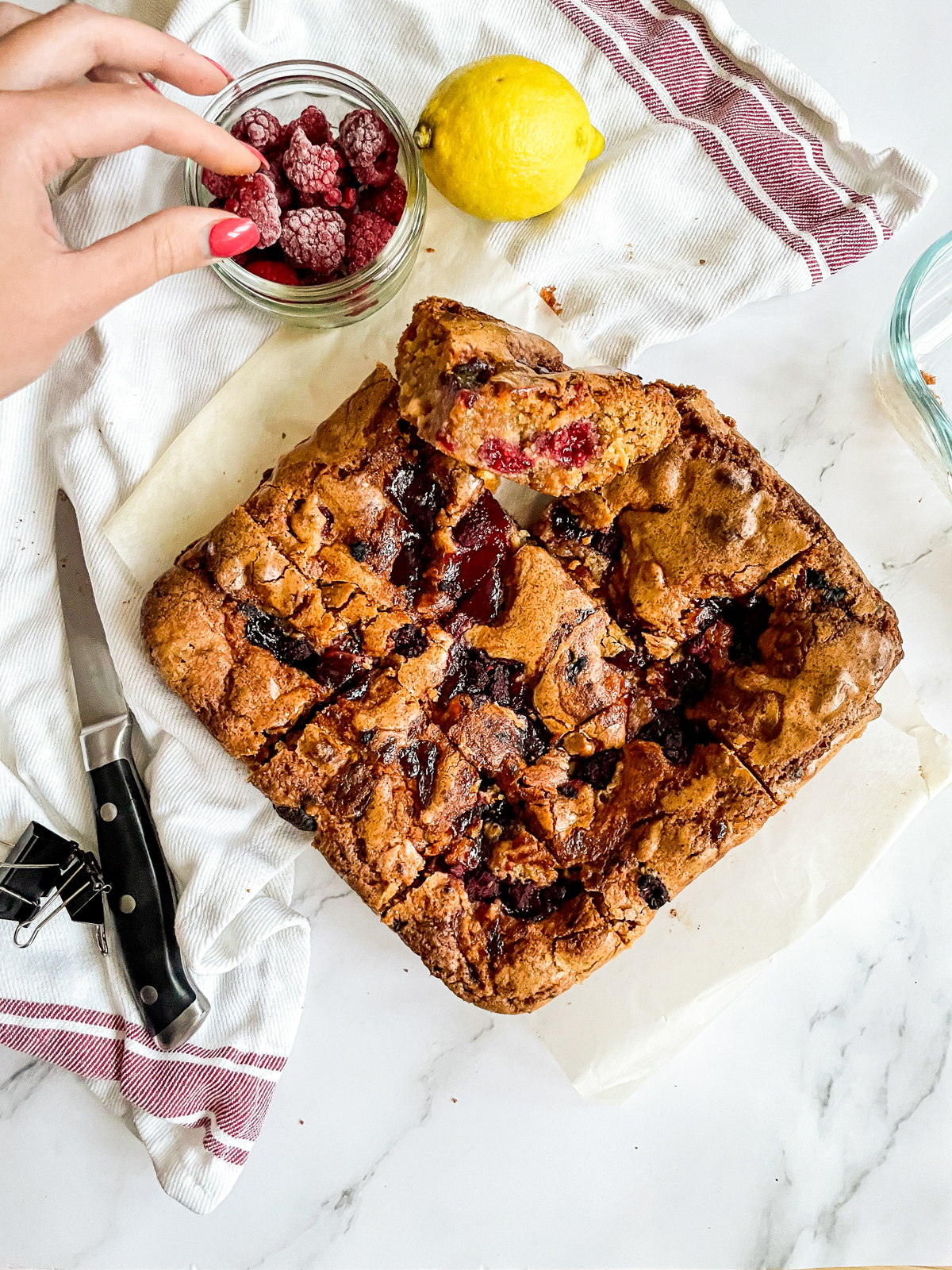Raspberry and Lemon Blondies