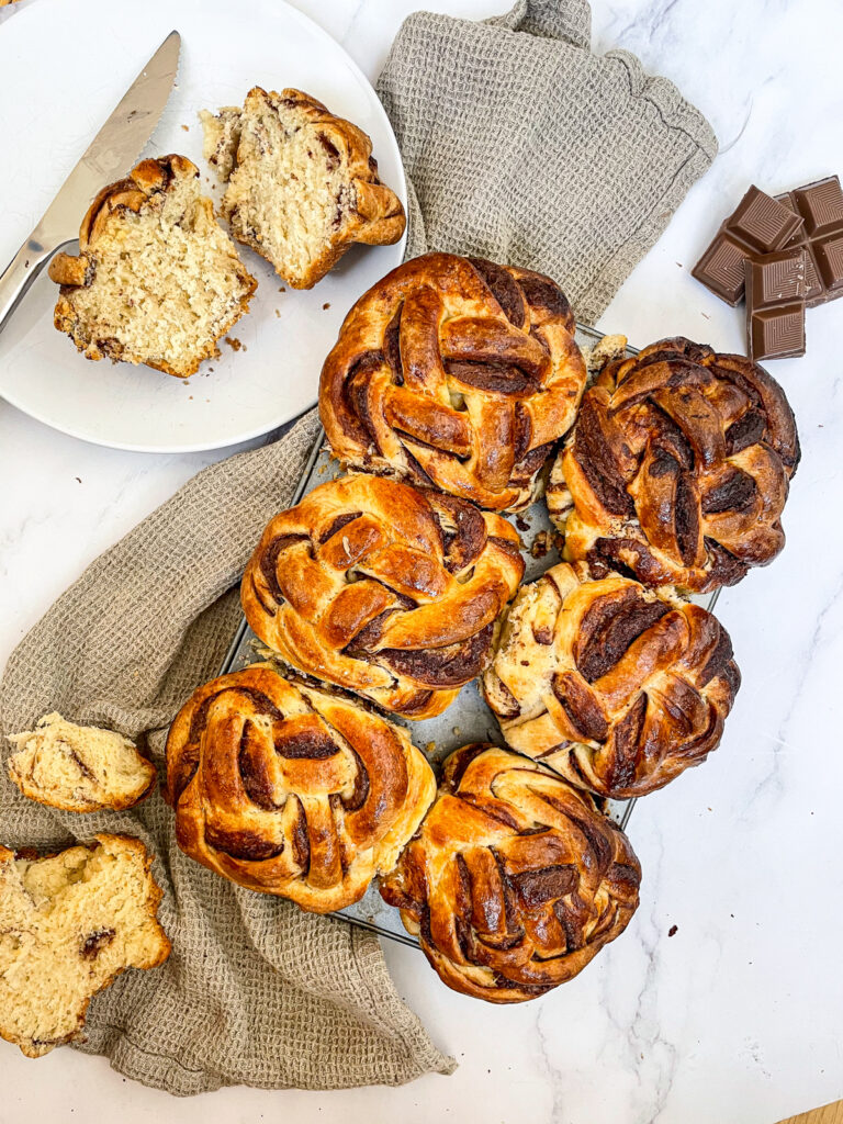 Light and Fluffy Nutella Filled Twisted Brioche Buns