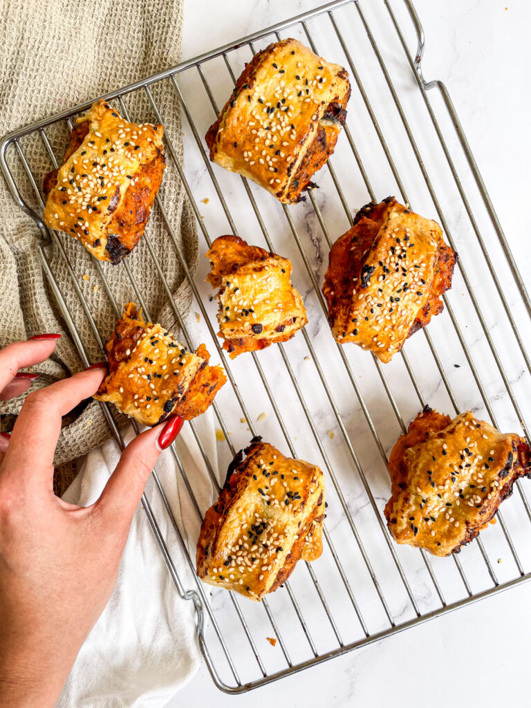 Vegetarian Sweet Potato and Cheddar Sausage Rolls