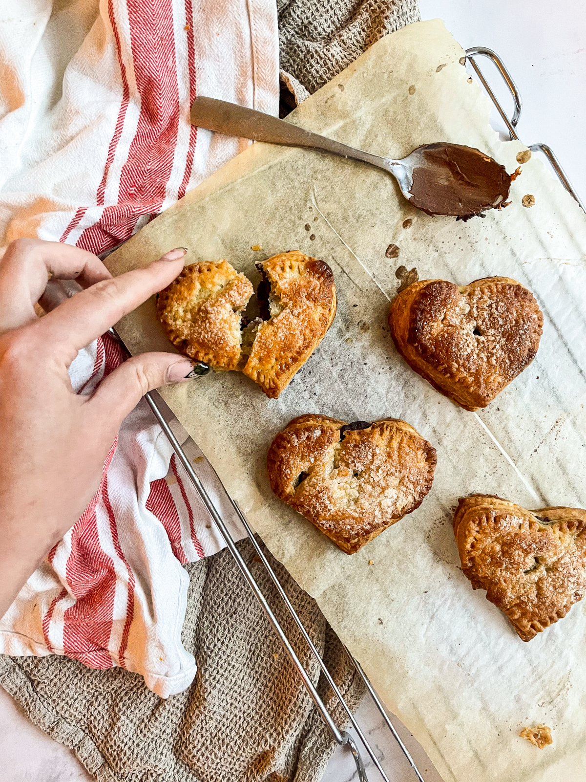 Chocolate Hazelnut Puff Pastry Hearts