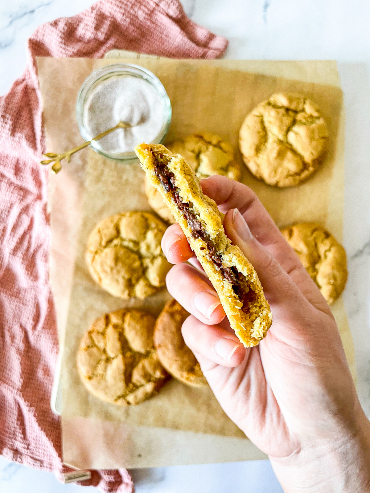 Churro Cookies with Hot Chocolate Filling