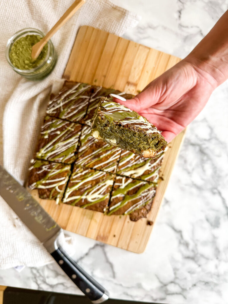 Matcha Green Tea and White Chocolate Brownies