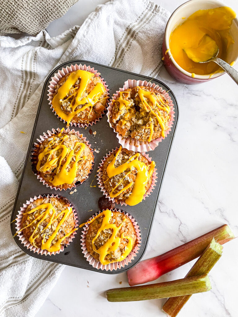 Rhubarb and Custard Crumble Muffins