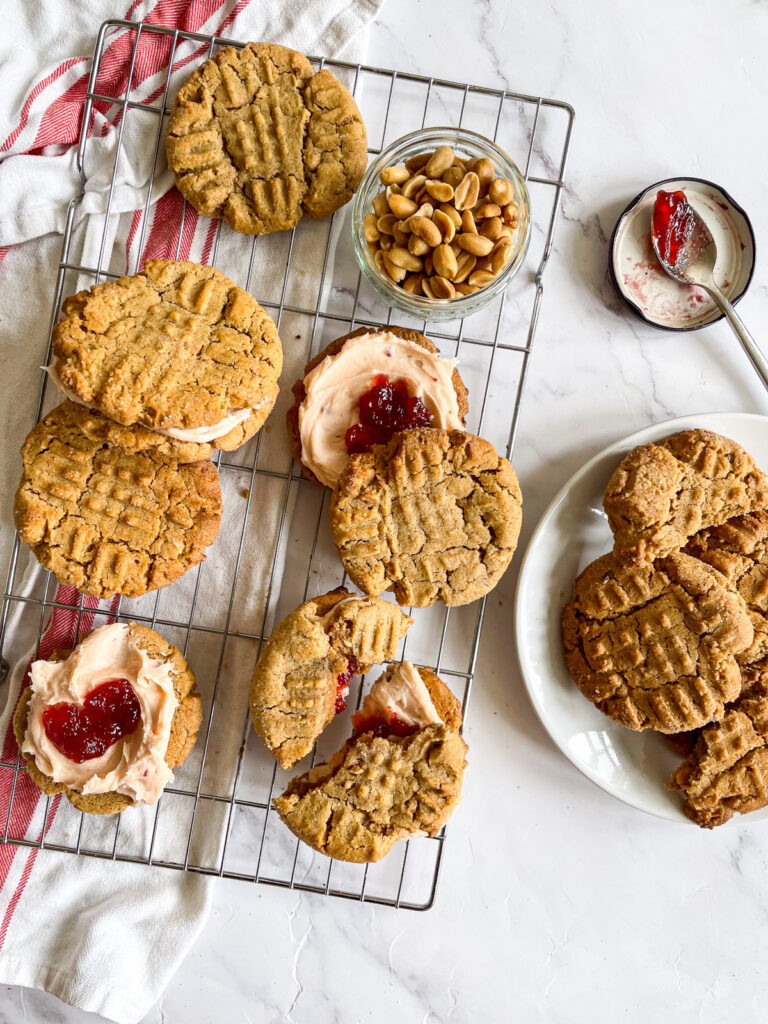 Peanut Butter & Jelly Buttercream Sandwich Cookies