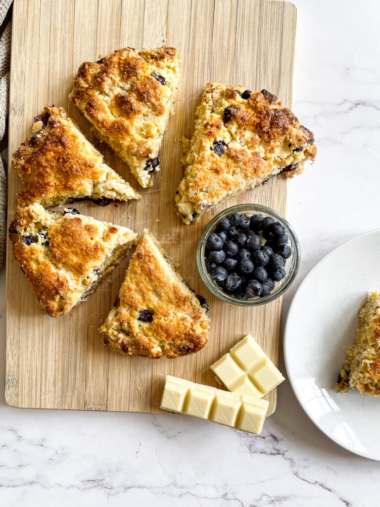 Blueberry, Almond and White Chocolate Scones