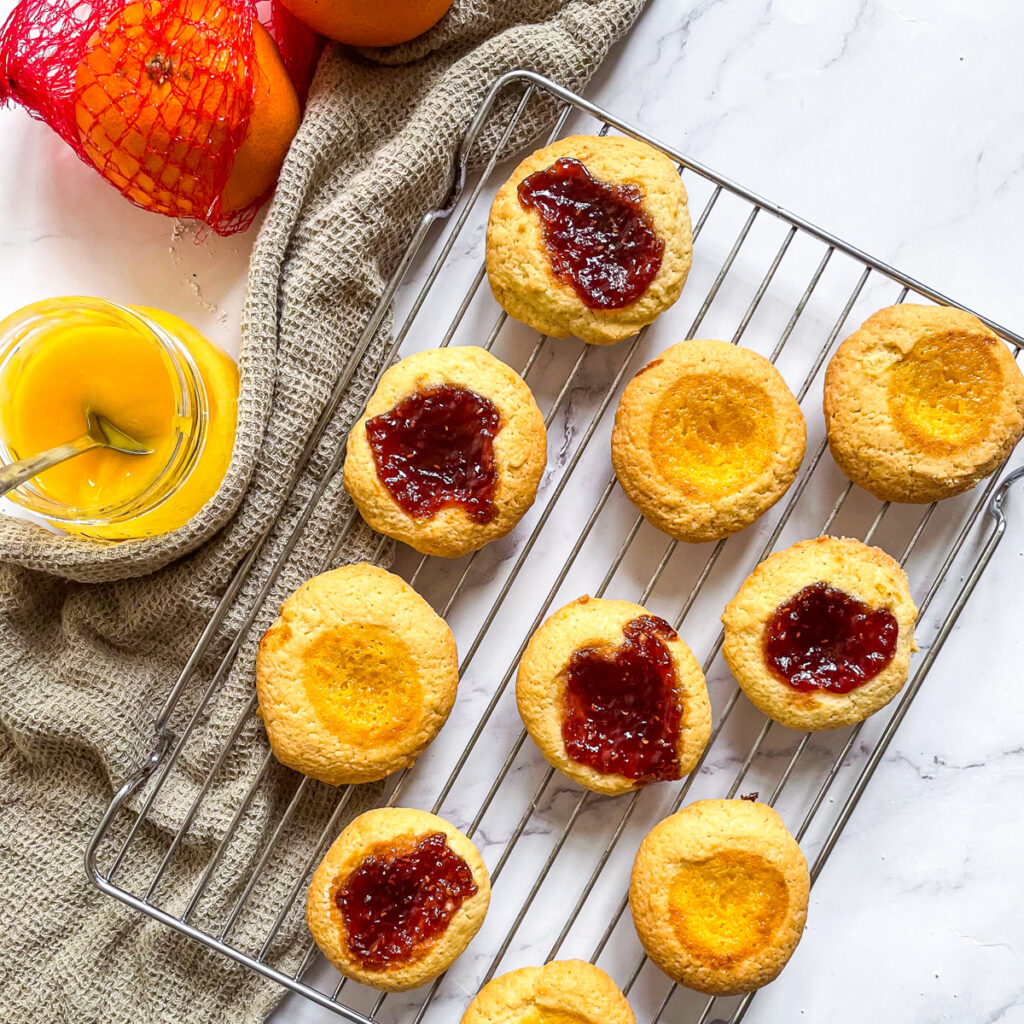 Thumbprint Cookies (With Orange Curd/Raspberry Jam)
