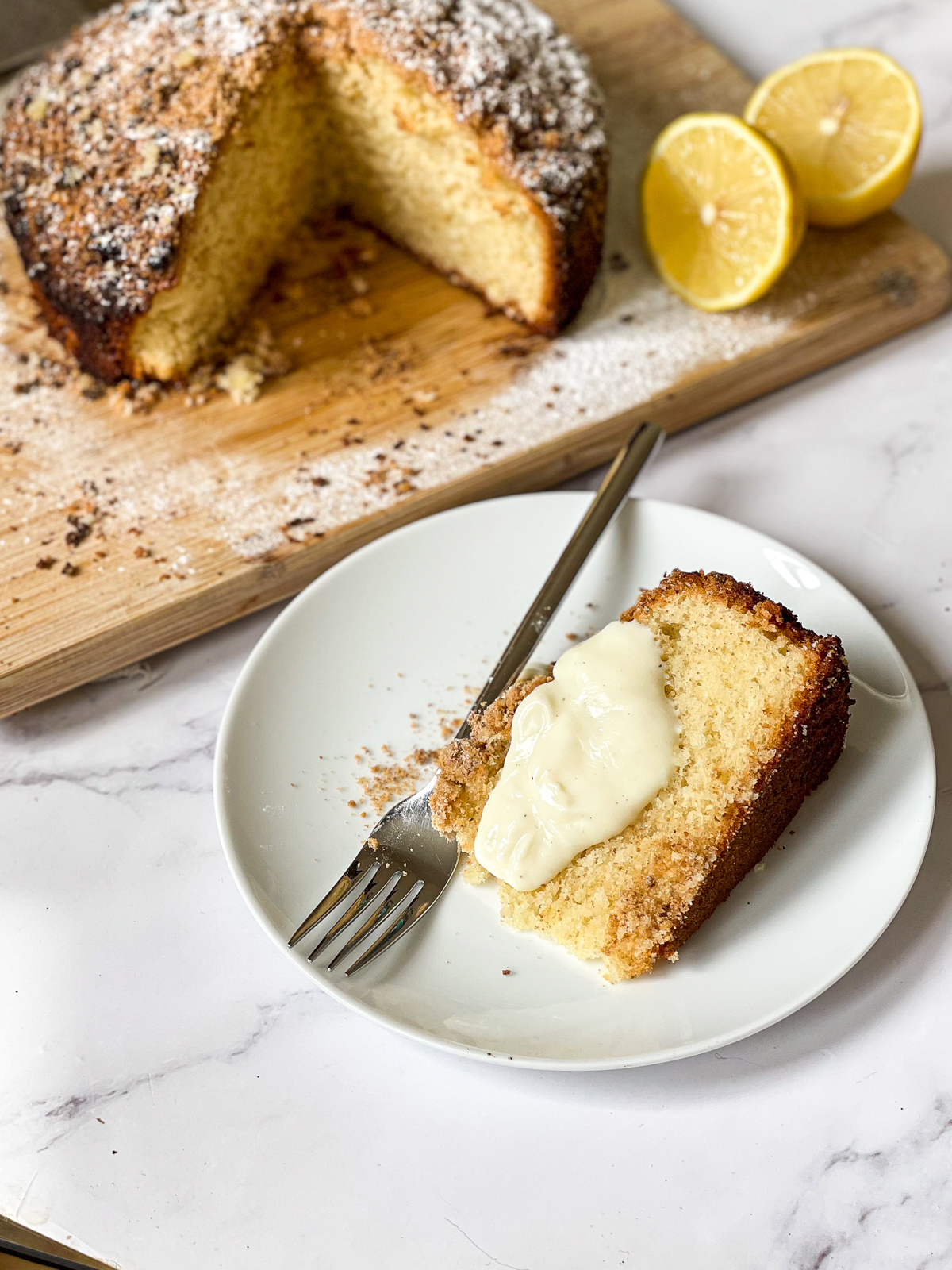 Luscious Lemon and Olive Oil Cake with Crumble Topping