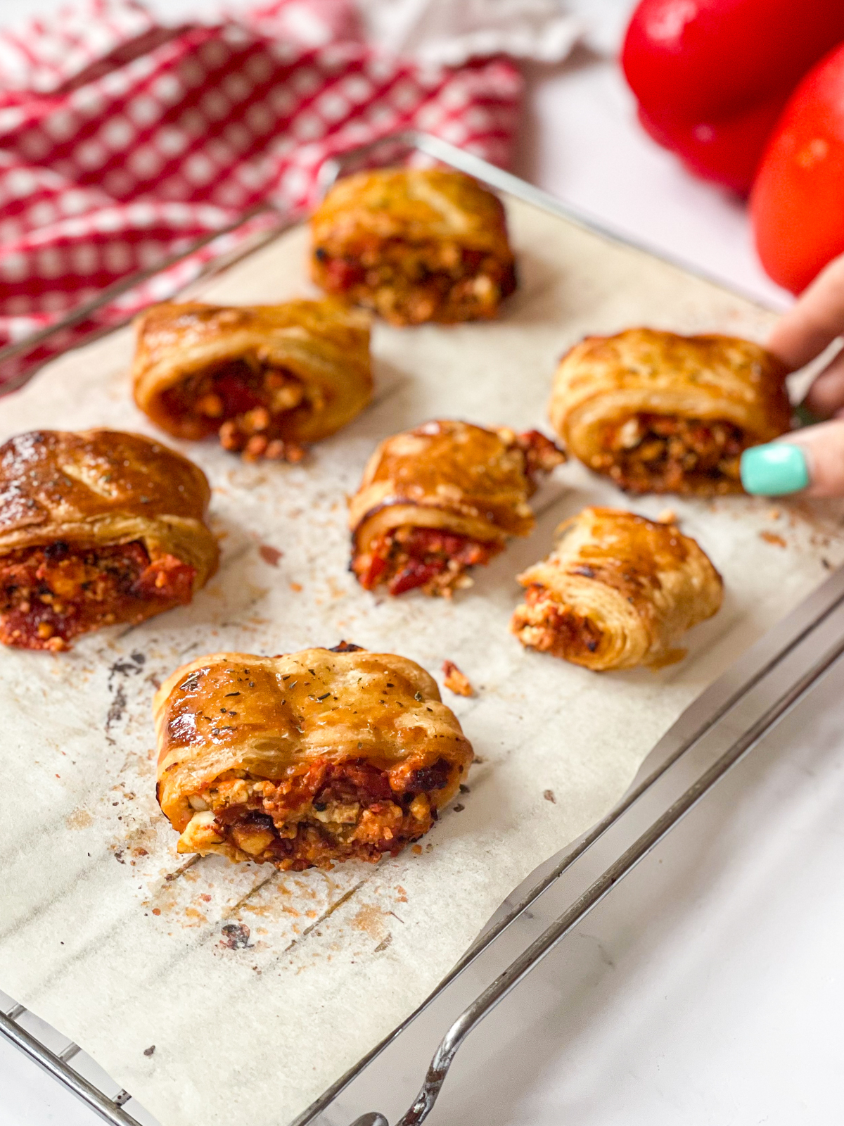 Vegetarian Red Pepper and Feta Sausage Rolls