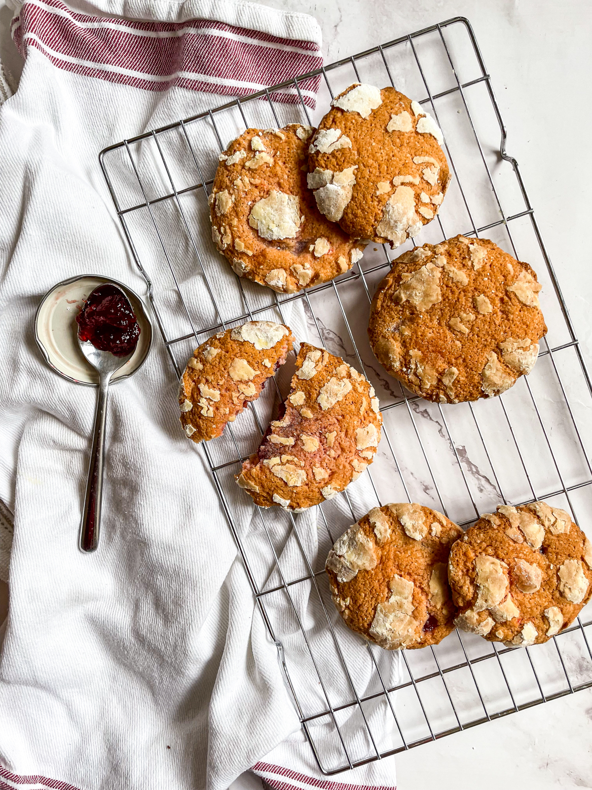 Rose Water and Strawberry Crinkle Cookies